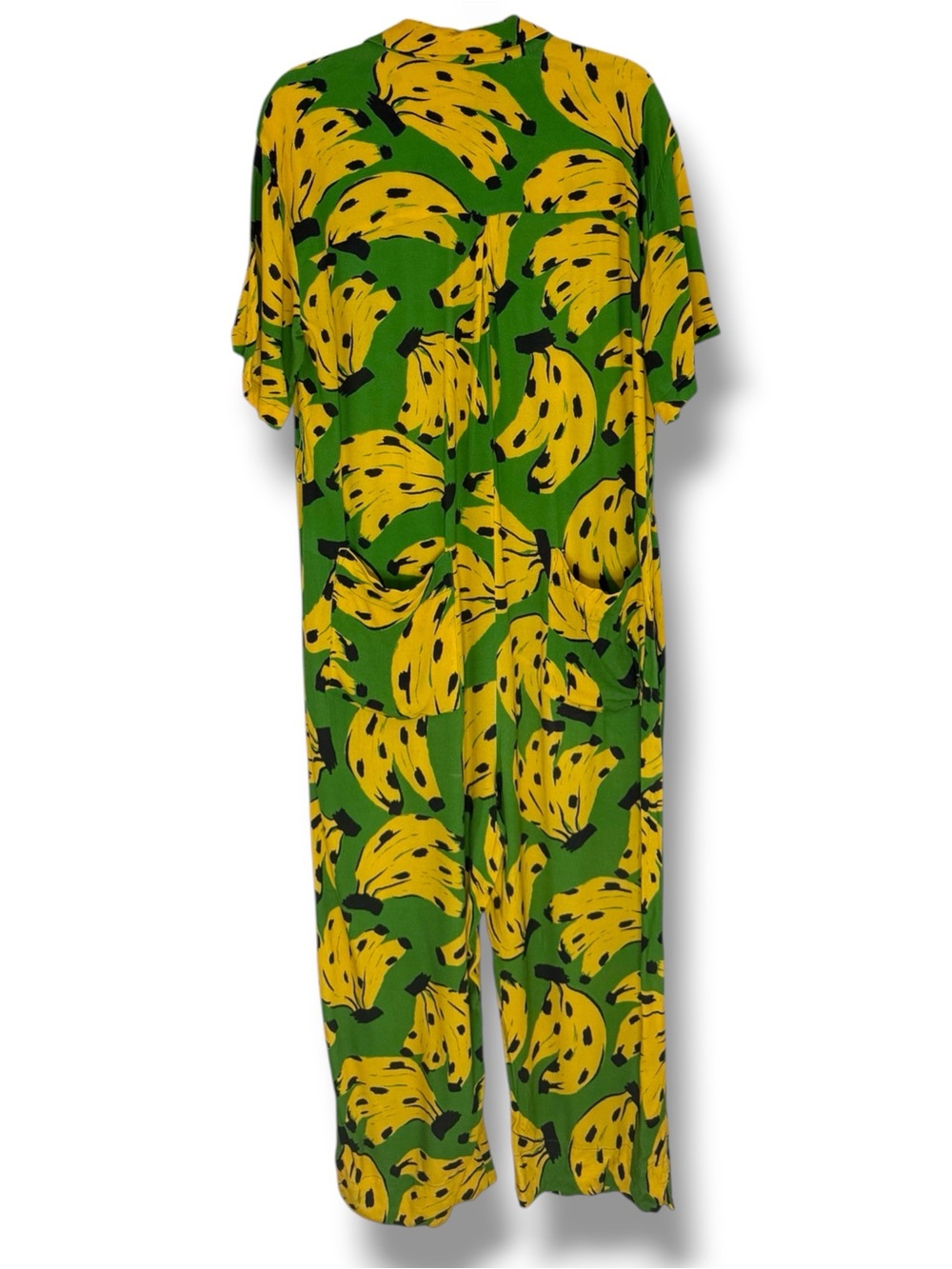 Farm Rio Bossa Banana Jumpsuit Size M Novelty Print Green Tropical Vacation RARE - Picture 3 of 16